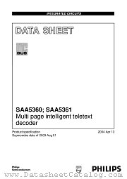 SAA5360HL/M1/0004 datasheet pdf Philips