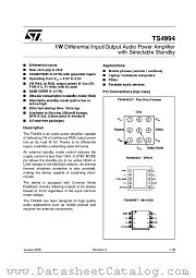 TS4994IQT datasheet pdf ST Microelectronics