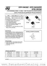 STB11NK50Z datasheet pdf ST Microelectronics