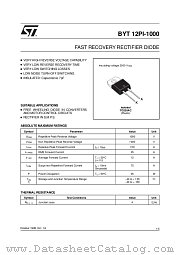 BYT12PI datasheet pdf ST Microelectronics
