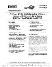 PCM1600Y datasheet pdf Texas Instruments