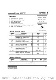SFM9210TF datasheet pdf Fairchild Semiconductor