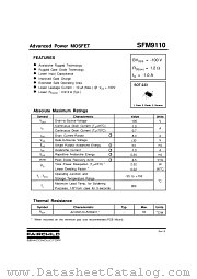 SFM9110TF datasheet pdf Fairchild Semiconductor
