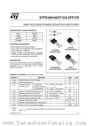 STPS16H100CG-TR datasheet pdf ST Microelectronics