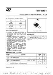 STTH806D datasheet pdf ST Microelectronics