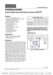 FSDM0265RNB datasheet pdf Fairchild Semiconductor