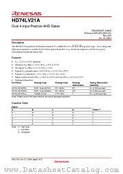 HD74LV21A datasheet pdf Renesas
