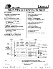 CS4245 datasheet pdf Cirrus Logic
