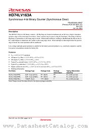 HD74LV163A datasheet pdf Renesas