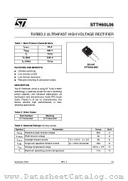 STTH60L06 datasheet pdf ST Microelectronics