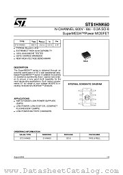 STS1HNK60 datasheet pdf ST Microelectronics