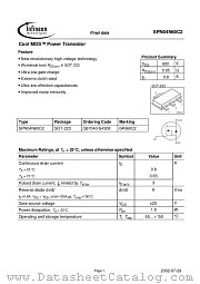 SPN04N60C2 datasheet pdf Infineon