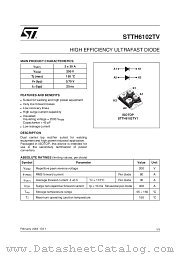 STTH6102TV1 datasheet pdf ST Microelectronics