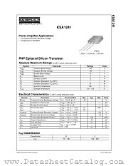 KSA1241YTU datasheet pdf Fairchild Semiconductor