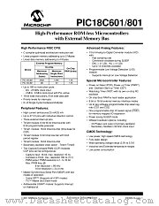PIC18C801-I/L datasheet pdf Microchip