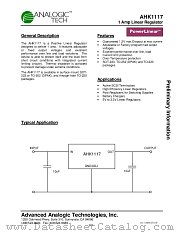 AHK1117XPY-3.3-B1 datasheet pdf ANALOGIC TECH