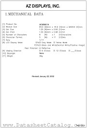 ACM0801A-RFBH-T datasheet pdf AZ Displays