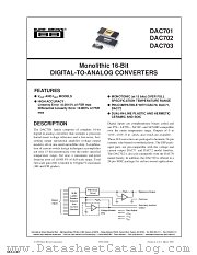 DAC701SH datasheet pdf Burr Brown