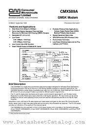 CMX589AD2 datasheet pdf CONSUMER MICROCIRCUITS LIMITED