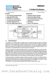 CMX624D5 datasheet pdf CONSUMER MICROCIRCUITS LIMITED
