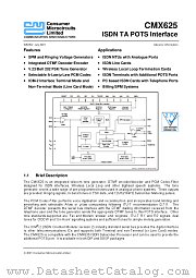 CMX625D5 datasheet pdf CONSUMER MICROCIRCUITS LIMITED