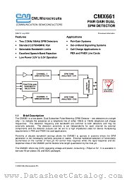 CMX661D4 datasheet pdf CONSUMER MICROCIRCUITS LIMITED