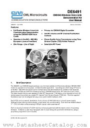 DE6491 datasheet pdf CONSUMER MICROCIRCUITS LIMITED