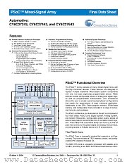 CY8C27443-12PVXET datasheet pdf Cypress