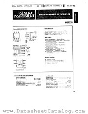 MCT275 datasheet pdf General Instruments
