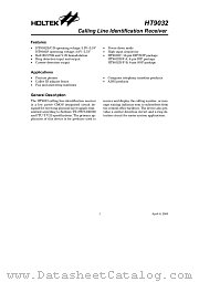 HT9032B datasheet pdf Holtek Semiconductor