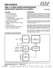 IS61LV25616-8BI datasheet pdf Integrated Silicon Solution Inc