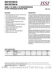 IS61SF25618-10TQ datasheet pdf Integrated Silicon Solution Inc