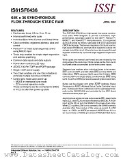 IS61SF6436-10TQI datasheet pdf Integrated Silicon Solution Inc