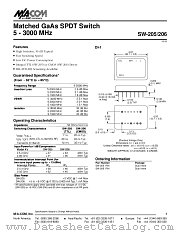 SW-205 datasheet pdf MA-Com
