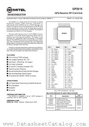 GP2015IGFP1R datasheet pdf Mitel Semiconductor