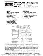 MX465DS datasheet pdf MXCOM