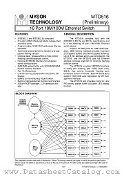 MTD516 datasheet pdf MYSON TECHNOLOGY