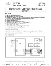 MTP805V datasheet pdf MYSON TECHNOLOGY