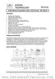 MTU418 datasheet pdf MYSON TECHNOLOGY