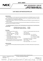 UPD78064BGCA-XXX-3BA datasheet pdf NEC