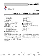 NT7603-BDW01 datasheet pdf Novatek