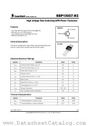 SBP13007-H2 datasheet pdf SemiWell Semiconductor