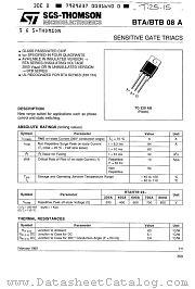 BTB08-400A datasheet pdf SGS Thomson Microelectronics