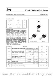 BTB12-600C datasheet pdf SGS Thomson Microelectronics
