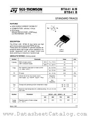 BTB41-700B datasheet pdf SGS Thomson Microelectronics
