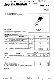 BTB15-600B datasheet pdf SGS Thomson Microelectronics