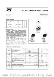 BTB40-800B datasheet pdf SGS Thomson Microelectronics