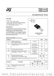 T820-700W datasheet pdf SGS Thomson Microelectronics