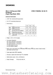 HYB3117805BJ-60 datasheet pdf Siemens