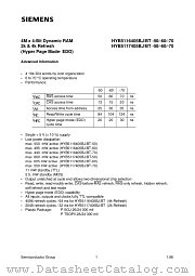 HYB5117405BJ-700 datasheet pdf Siemens